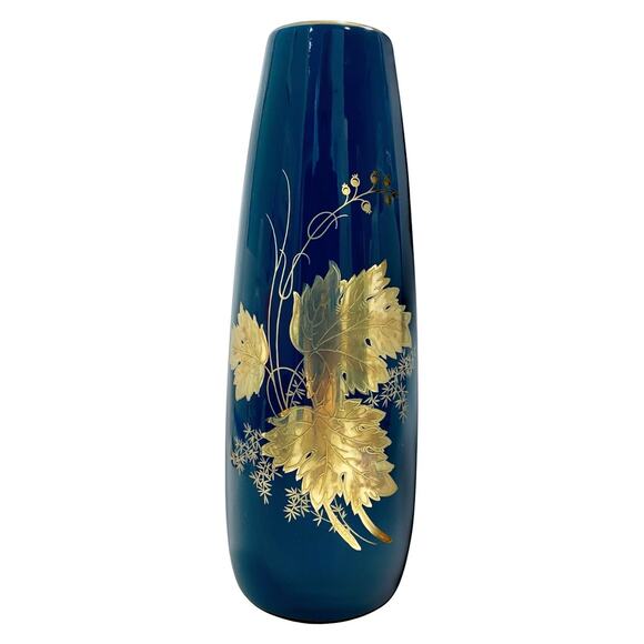 KPM Other - Royal Porzellan Bavaria KPM Echt Cobalt Blue Vase with Gold Gilt Flowers